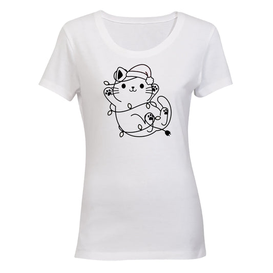 Christmas Lights Kitten - Ladies - T-Shirt - BuyAbility South Africa