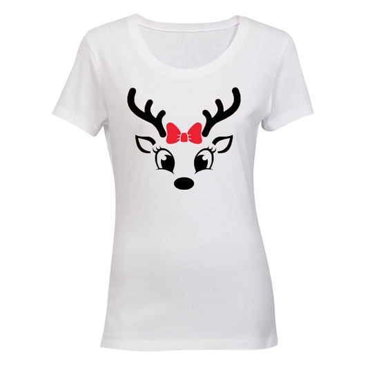 Christmas Reindeer - Bright Eyes - Ladies - T-Shirt - BuyAbility South Africa