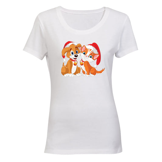 Christmas Kitten & Puppy - Ladies - T-Shirt - BuyAbility South Africa