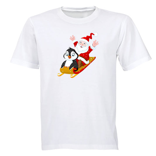 Christmas Penguin with Santa - Kids T-Shirt - BuyAbility South Africa