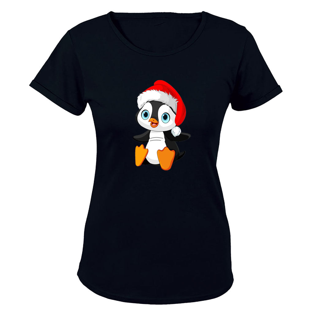 Christmas Sitting Penguin - Ladies - T-Shirt - BuyAbility South Africa