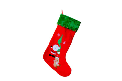 Extra Large Christmas Stocking with Santa, Reindeer & Bells (600mm x 440mm) - BuyAbility