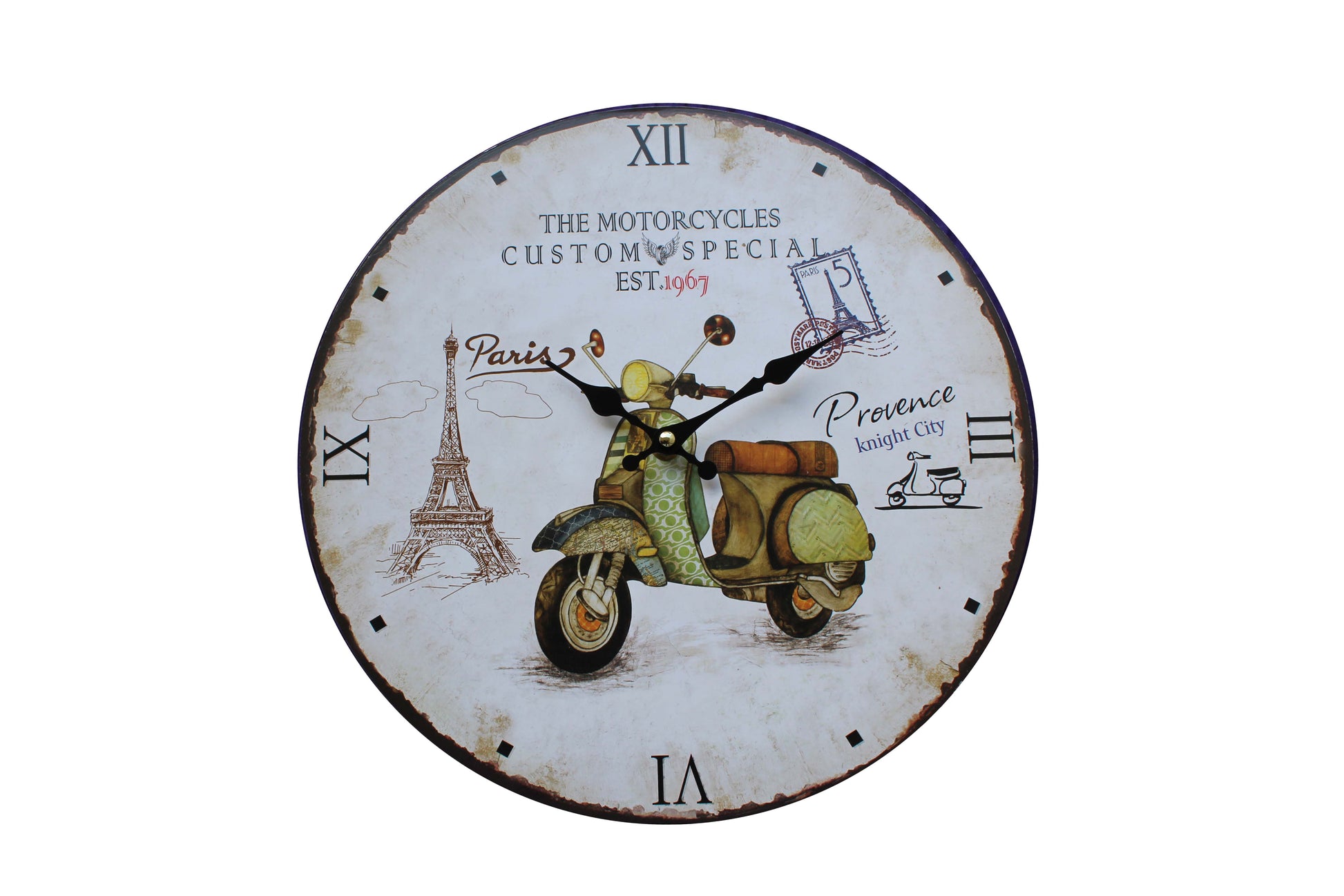 Motorcycles Custom Special, Paris Theme Wall Clock - BuyAbility South Africa