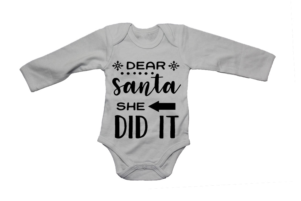 Dear Santa, She Did It - Christmas - Baby Grow - BuyAbility South Africa