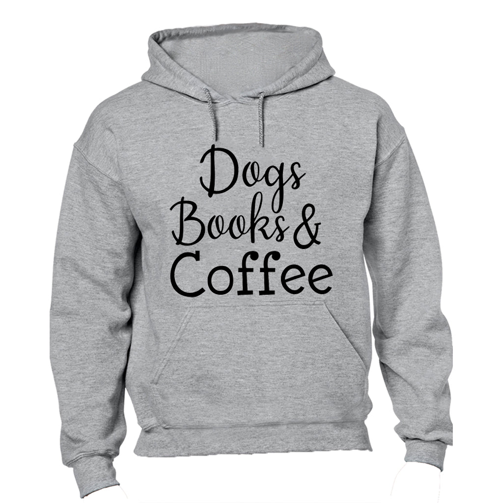Dogs, Books & Coffee - Hoodie - BuyAbility South Africa