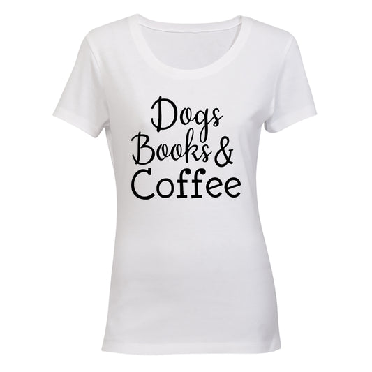 Dogs, Books & Coffee - Ladies - T-Shirt - BuyAbility South Africa