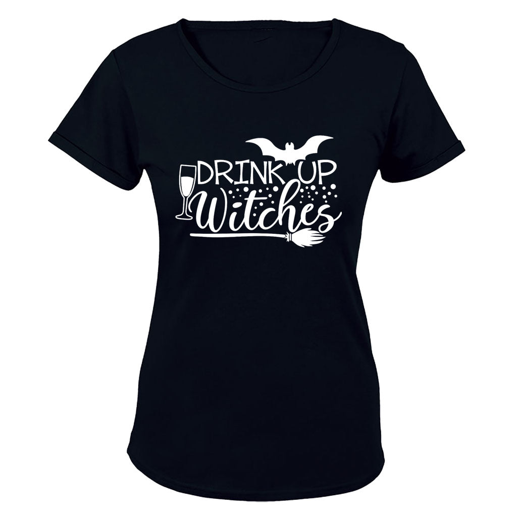 Drink Up Witches - Halloween - Ladies - T-Shirt - BuyAbility South Africa