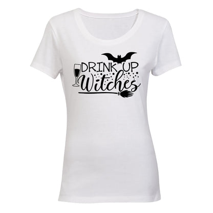 Drink Up Witches - Halloween - Ladies - T-Shirt - BuyAbility South Africa