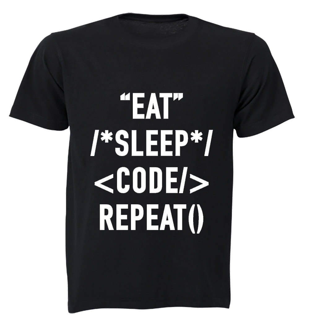 Eat - Sleep - Code - Repeat - Adults - T-Shirt - BuyAbility South Africa
