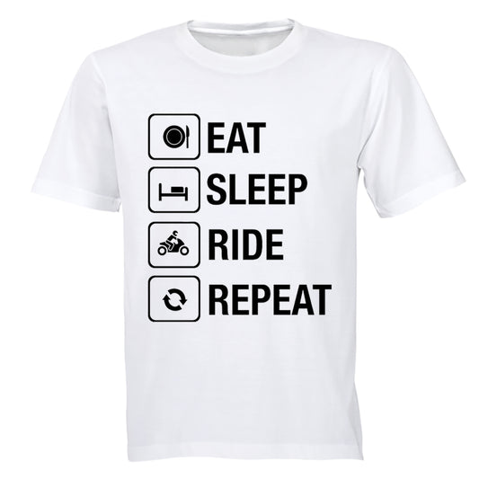 Eat. Sleep. Ride. Repeat - Adults - T-Shirt - BuyAbility South Africa