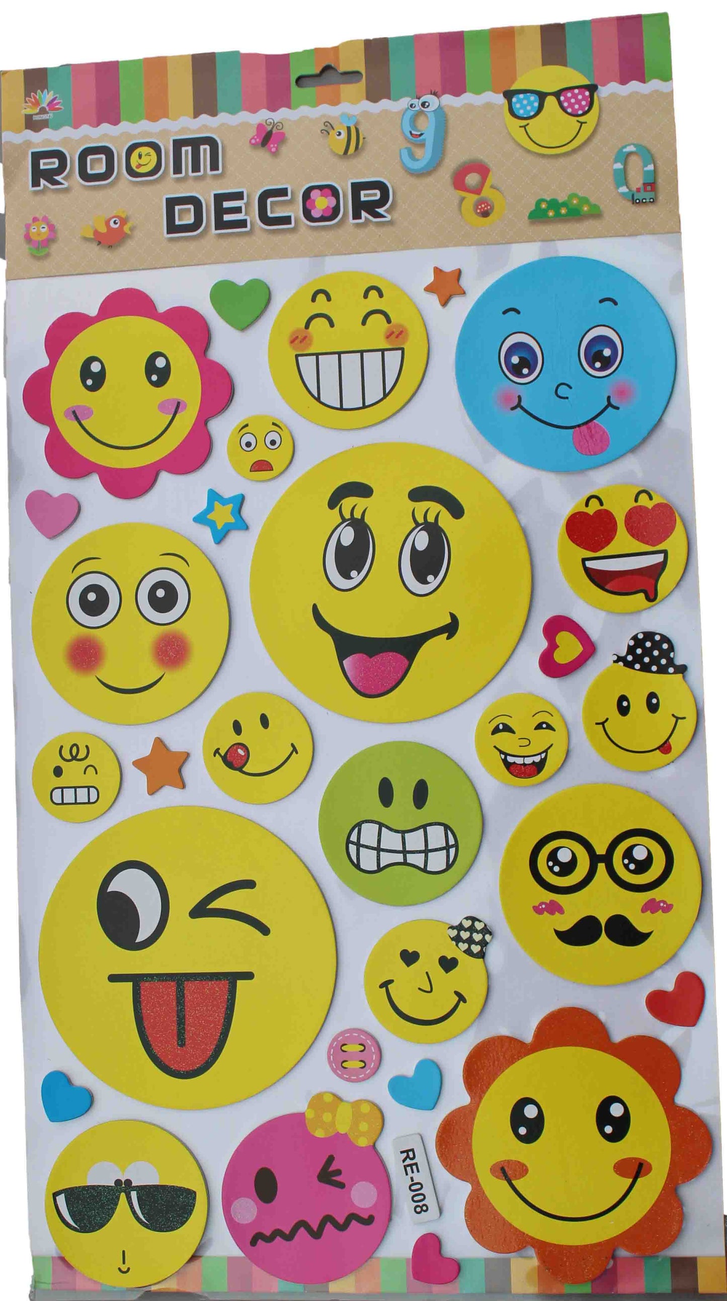 Emoji Faces with Smiley Flowers Wall Stickers - BuyAbility