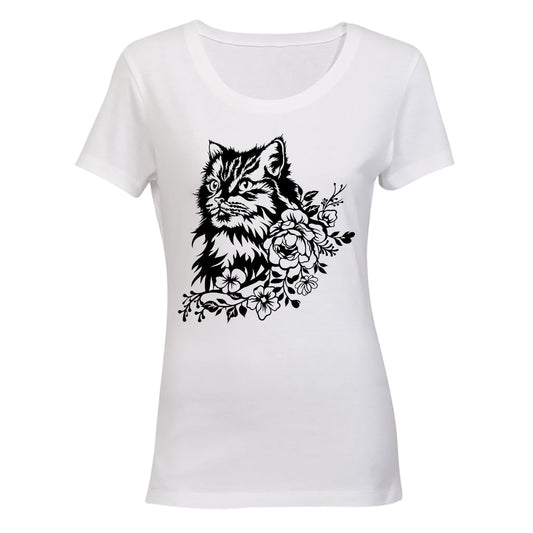 Floral Cat - Ladies - T-Shirt - BuyAbility South Africa