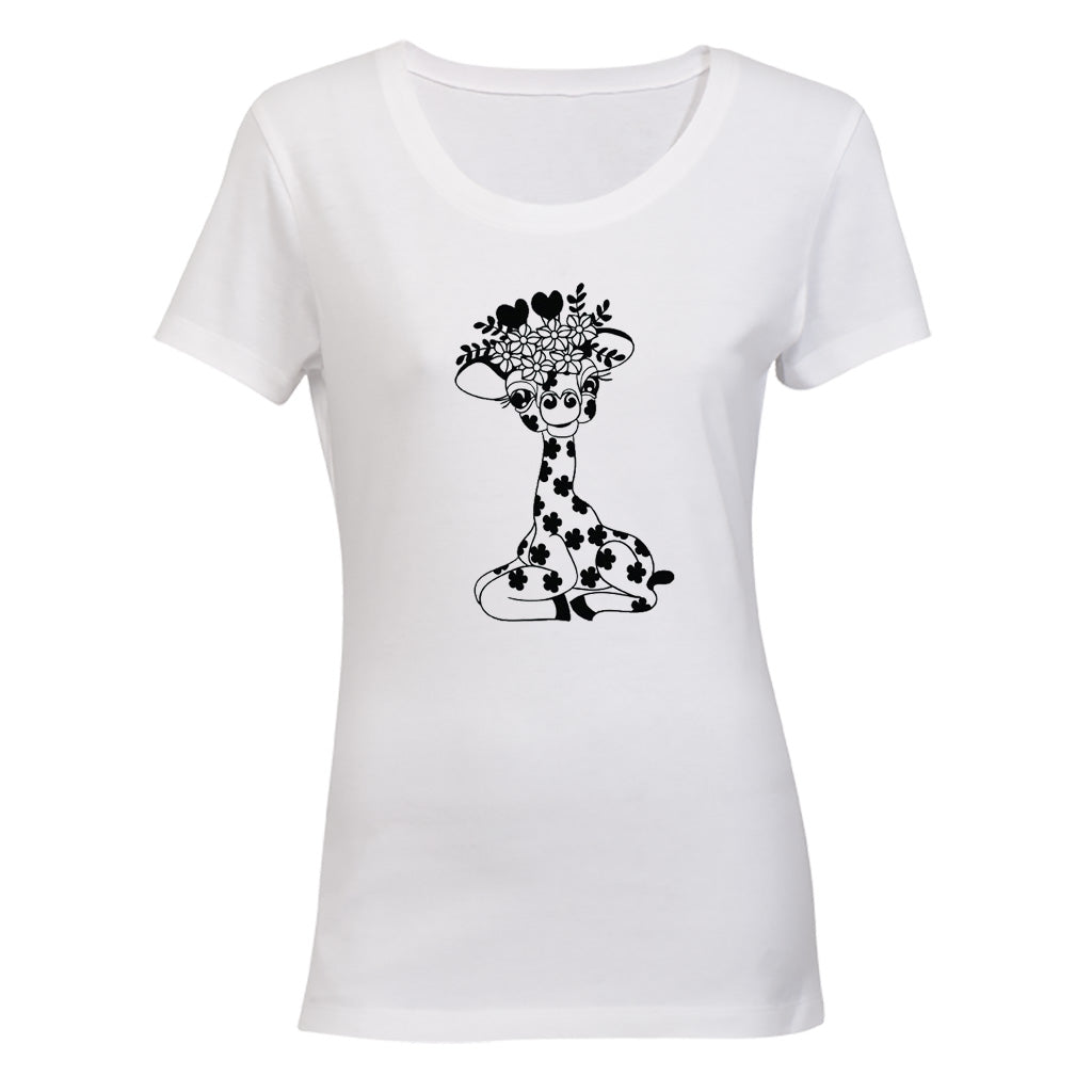 Floral Giraffe - Ladies - T-Shirt - BuyAbility South Africa