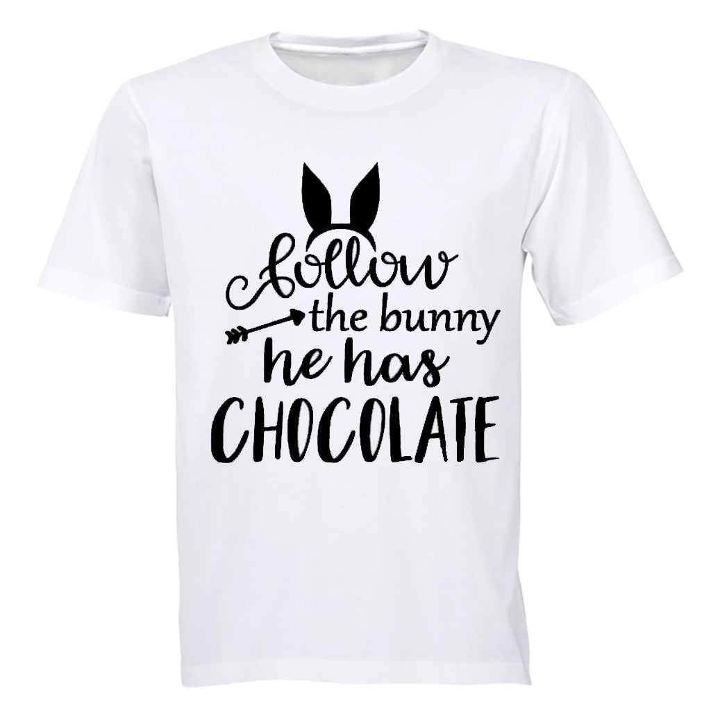 Follow The Bunny - He Has Chocolate - Kids T-Shirt - BuyAbility South Africa