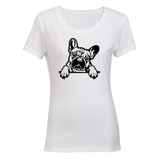 French Bulldog - Peeking - Ladies - T-Shirt - BuyAbility South Africa