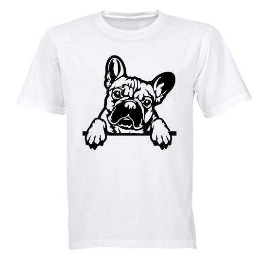 French Bulldog - Peeking - Adults - T-Shirt - BuyAbility South Africa