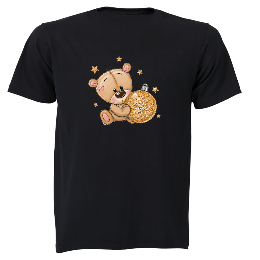 Glitter Christmas Teddy & Bauble - Kids T-Shirt - BuyAbility South Africa