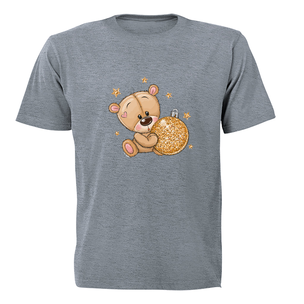Glitter Christmas Teddy & Bauble - Kids T-Shirt - BuyAbility South Africa