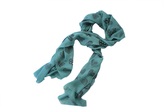 Scarf Print - Heart - Green - BuyAbility South Africa