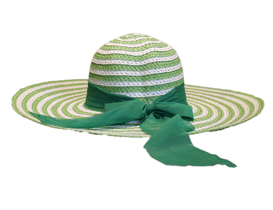 Striped White & Green Beach Hat - BuyAbility