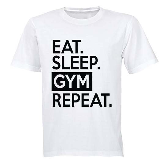 Eat. Sleep. GYM. Repeat.- Adults - T-Shirt - BuyAbility South Africa
