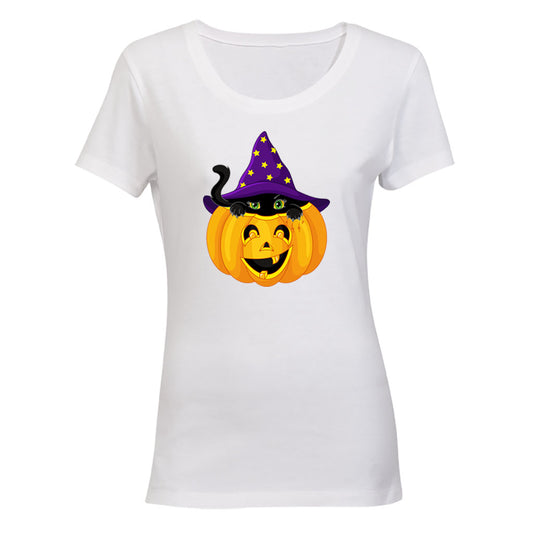 Halloween Peeking Cat - Ladies - T-Shirt - BuyAbility South Africa