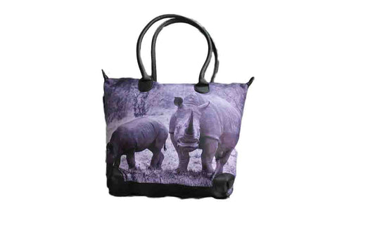 Rhino Print Cotton Road Handbag - BuyAbility