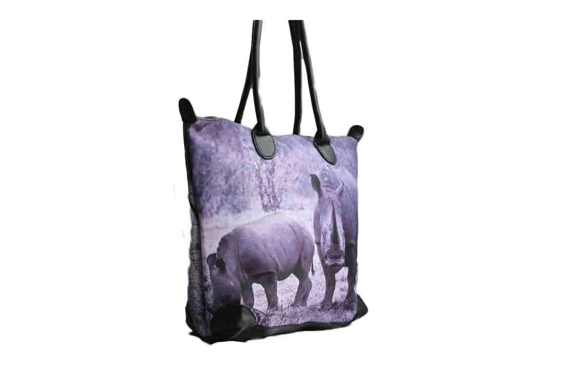 Rhino Print Cotton Road Handbag - BuyAbility