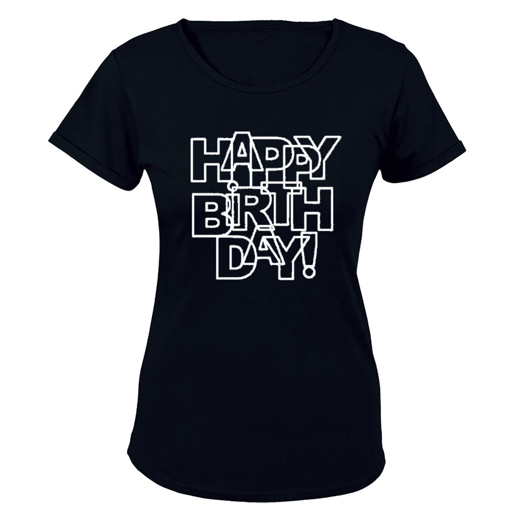 Happy Birthday - Letter Design - Ladies - T-Shirt - BuyAbility South Africa