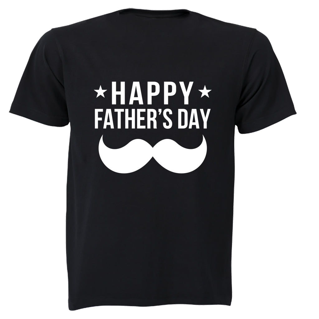 Happy Fathers Day - Mustache & Stars - Adults - T-Shirt - BuyAbility South Africa