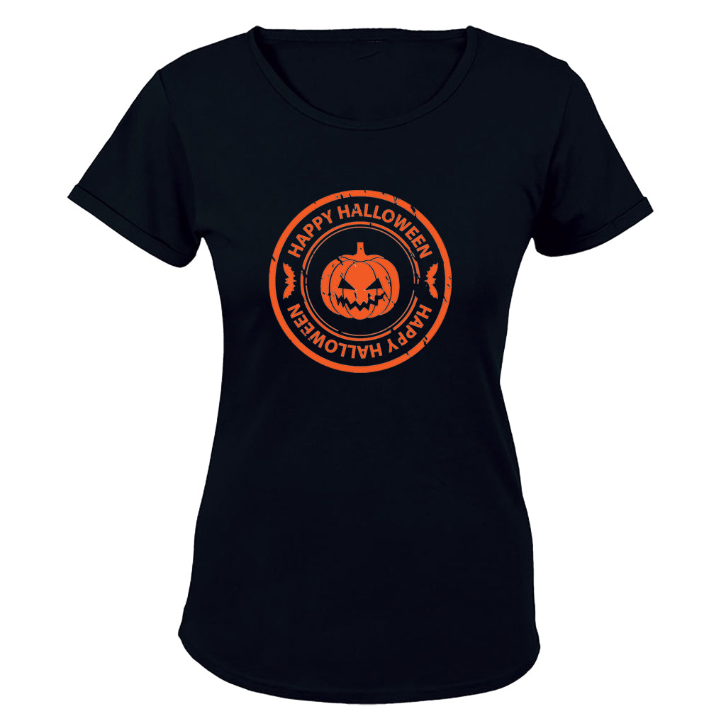 Happy Halloween - Orange Pumpkin - Ladies - T-Shirt - BuyAbility South Africa
