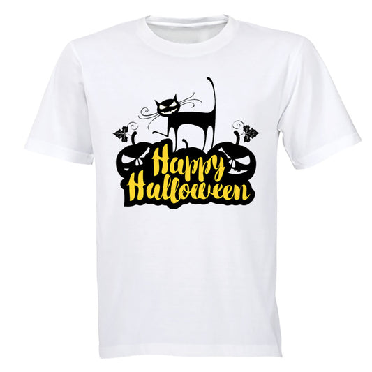 Happy Halloween - Black Cat - Adults - T-Shirt - BuyAbility South Africa