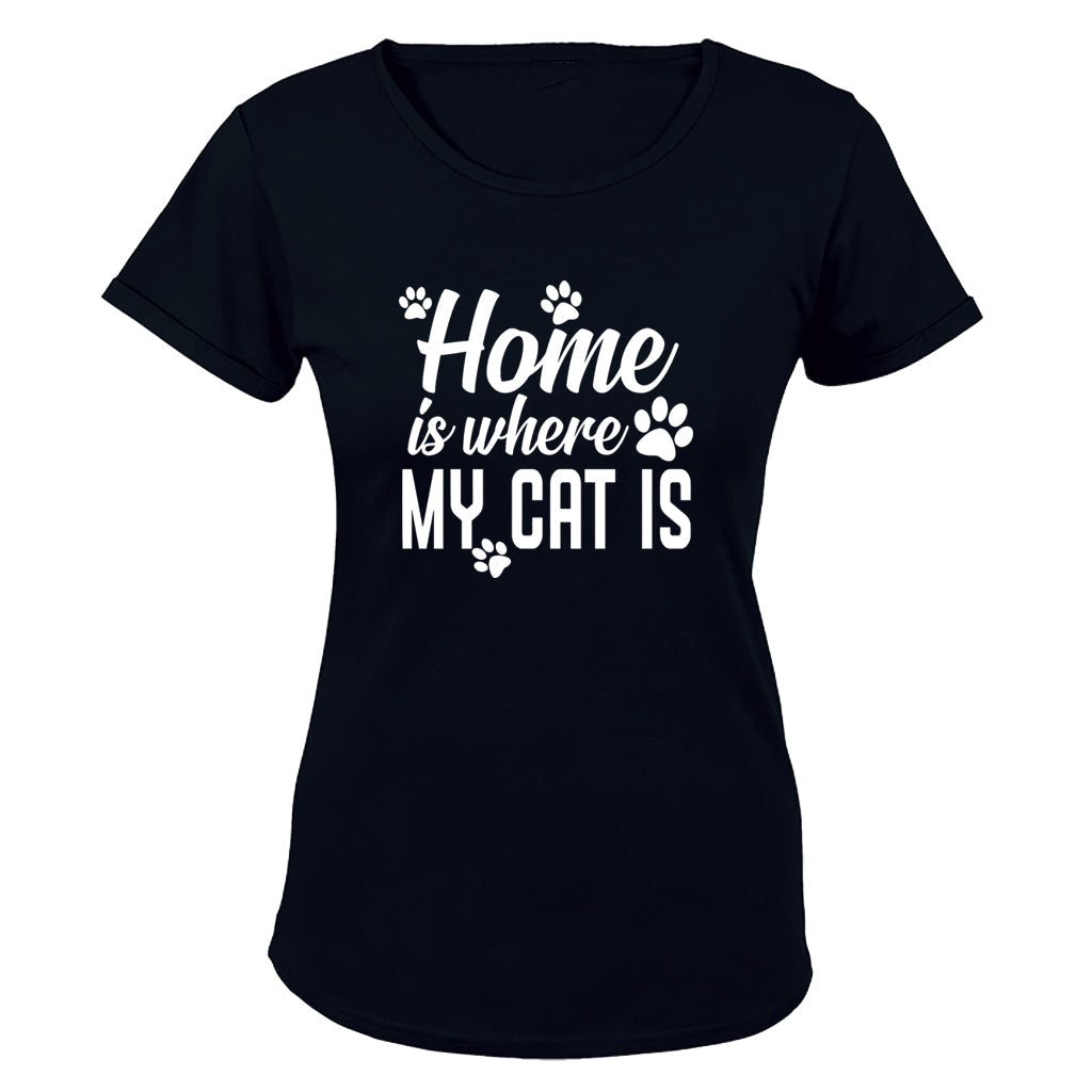 Home is Where My Cat Is - Ladies - T-Shirt - BuyAbility South Africa
