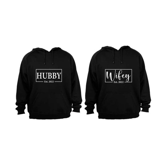 Hubby & Wifey - EST 2022 - Couples Hoodies (1 Set) - BuyAbility South Africa