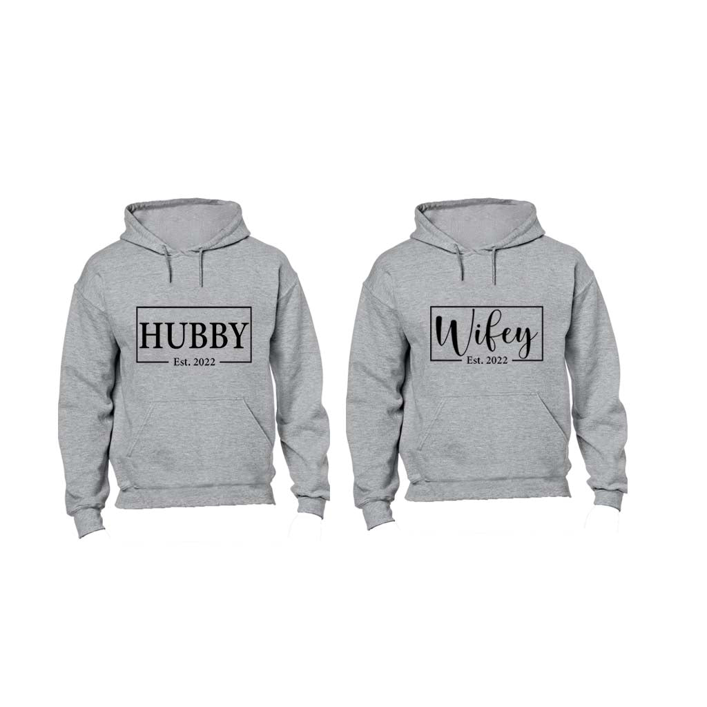 Hubby & Wifey - EST 2022 - Couples Hoodies (1 Set) - BuyAbility South Africa