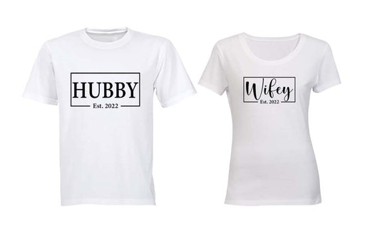 Hubby & Wifey - EST 2022 - Couples Tees - BuyAbility South Africa