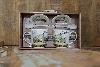 Bicycle Colosseum Coffee Gift Box - with 2 Printed Cups, Saucers & Spoons - BuyAbility