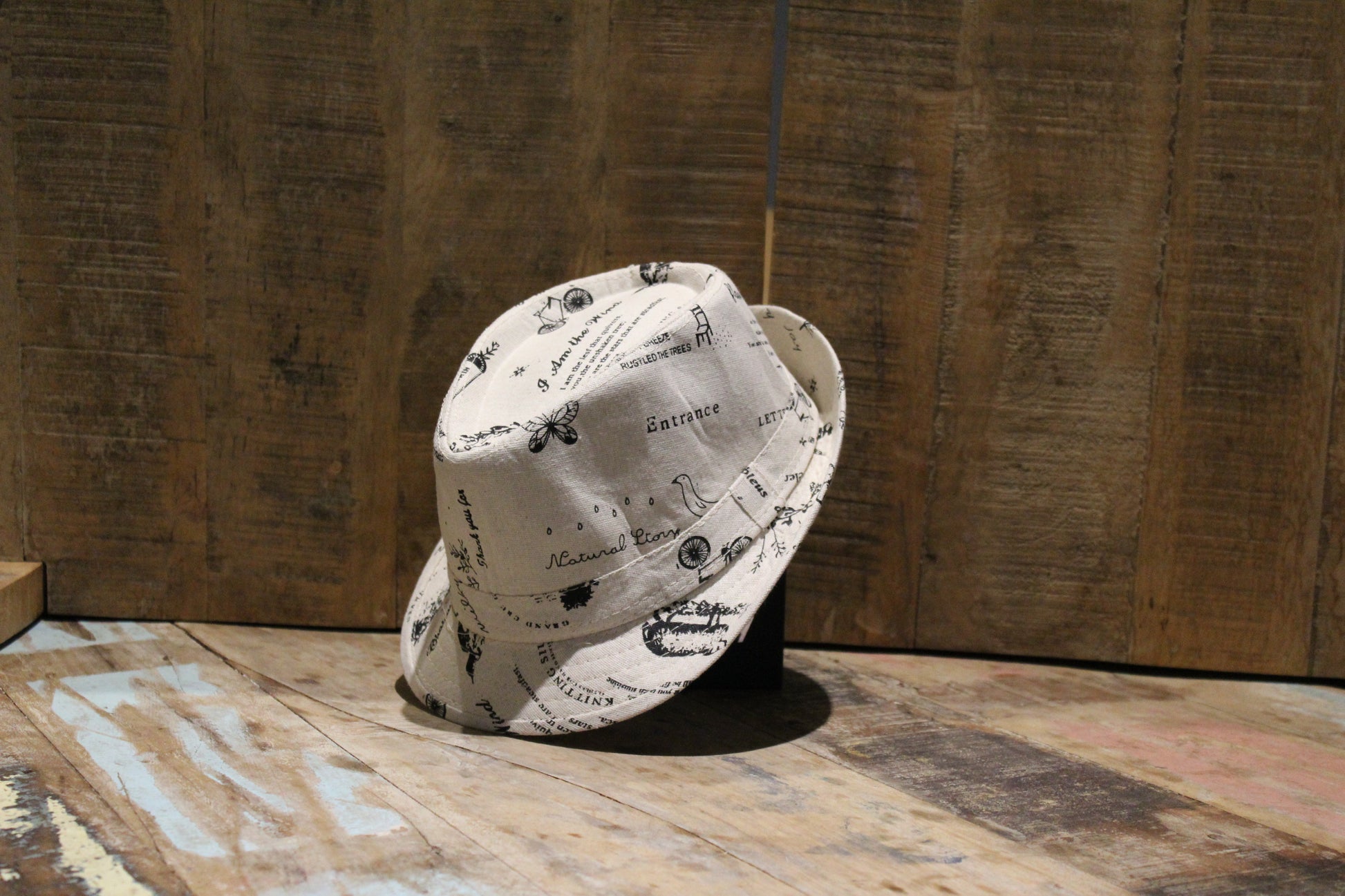 Bowler Hat with Sheep & Bicycle Print - BuyAbility