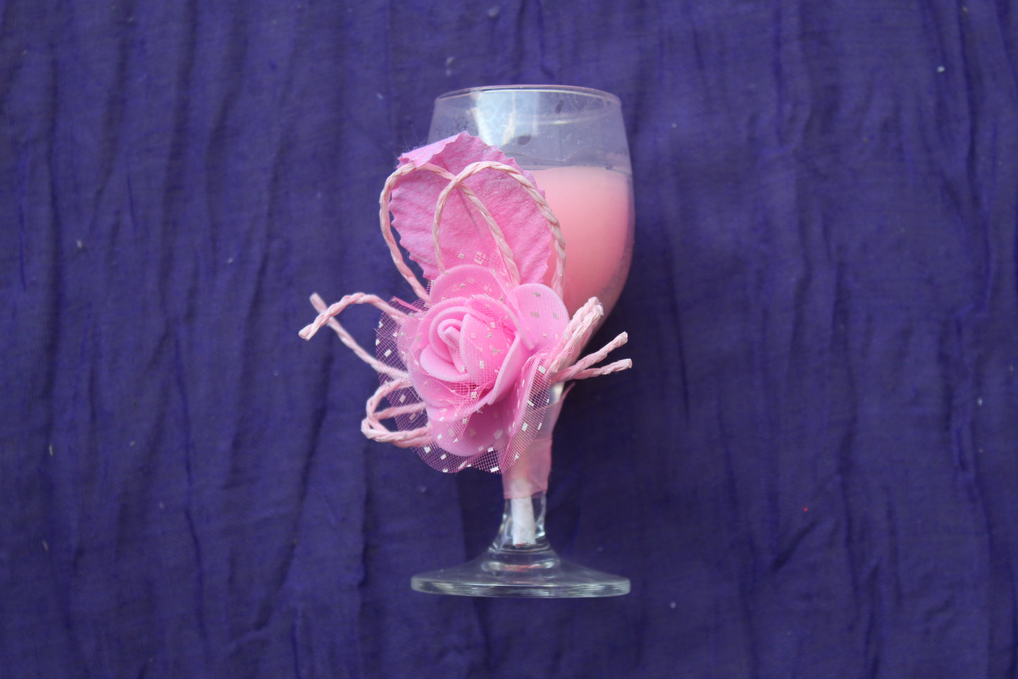 Mini Wine Glass Scented Candles, Pink with Rose Aroma - BuyAbility