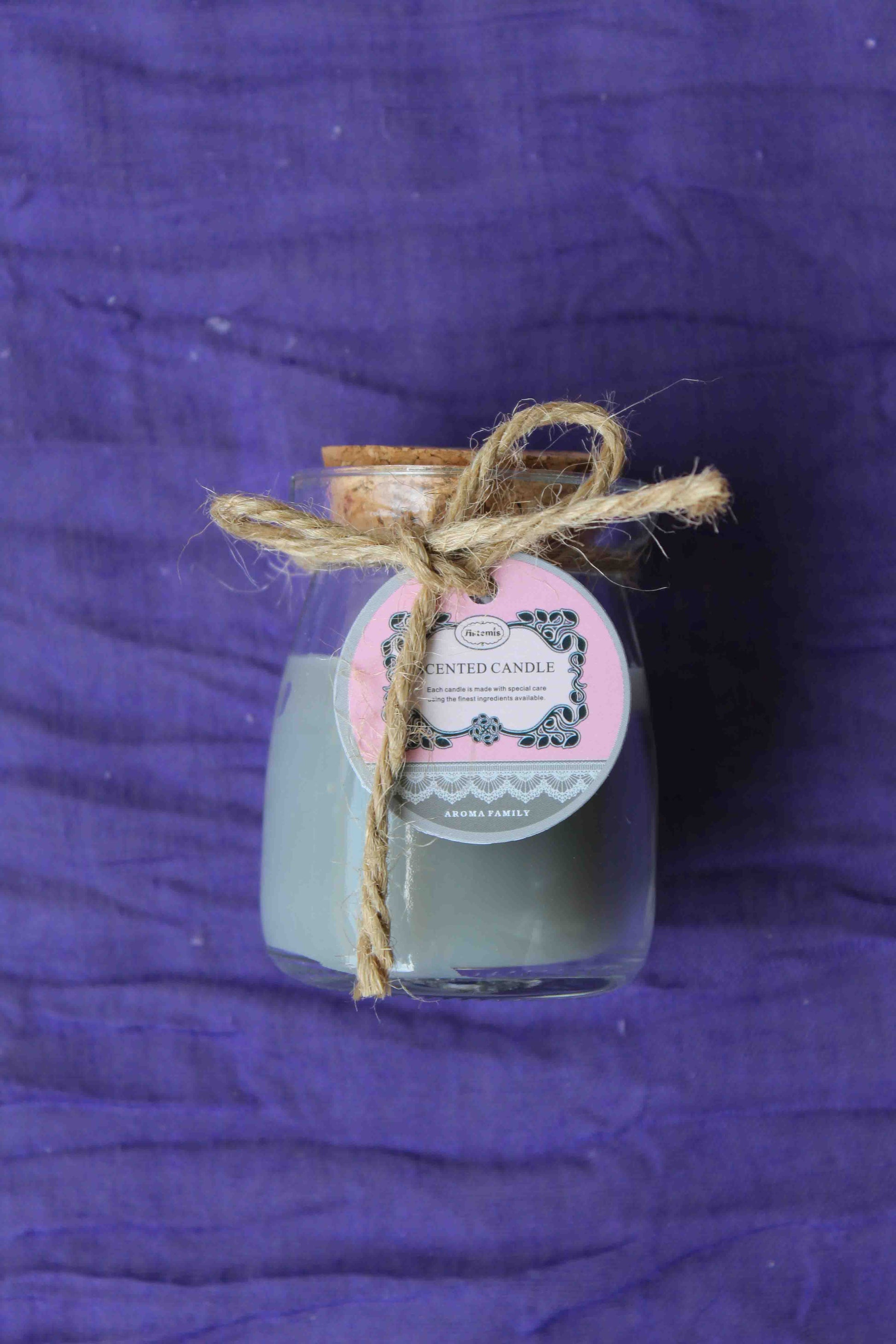 Mini Rustic Scented Candle Jar – Grey, Lavender Aroma - BuyAbility