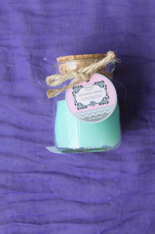 Mini Rustic Scented Candle Jar – Teal, Breeze Aroma - BuyAbility