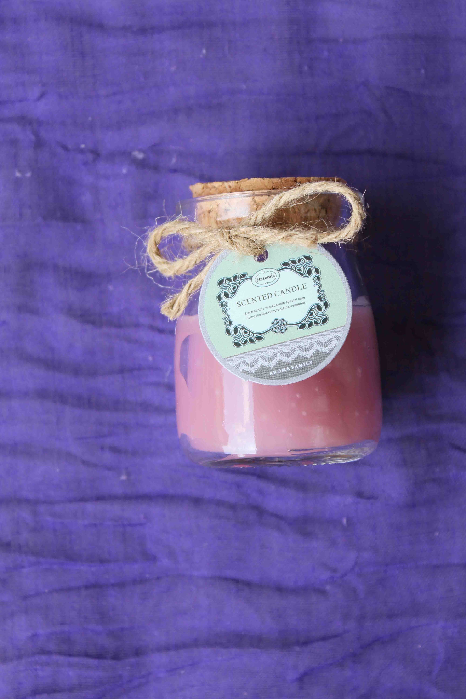 Mini Rustic Scented Candle Jar – Pink, Rose Aroma - BuyAbility