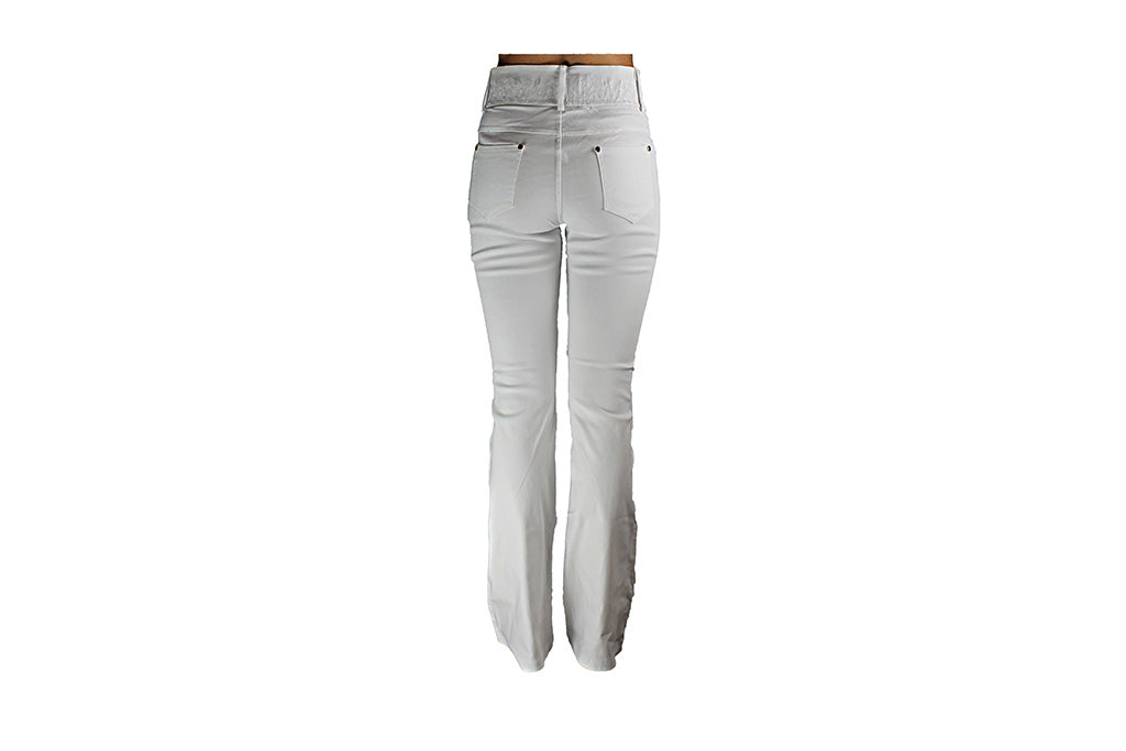 Ladies White Bell Bottom Long Pants - BuyAbility