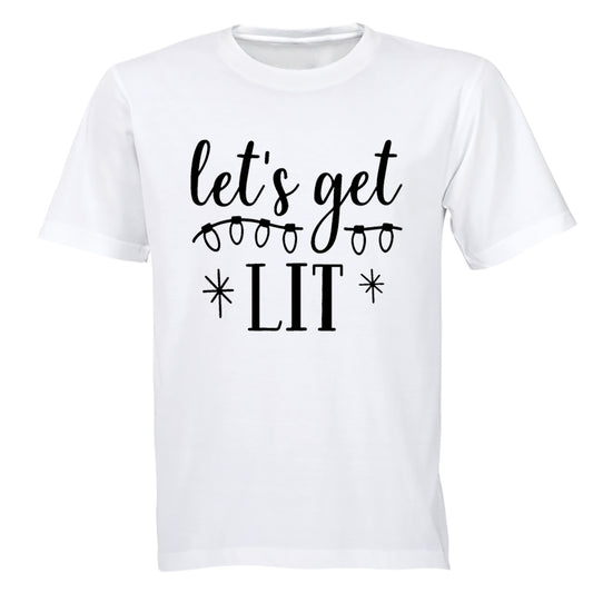 Let's Get Lit - Christmas Lights - Adults - T-Shirt - BuyAbility South Africa