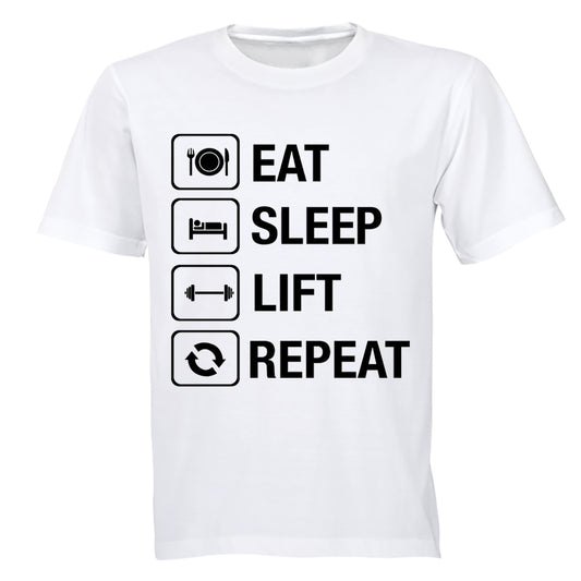 Eat. Sleep. Lift. Repeat. - Adults - T-Shirt - BuyAbility South Africa
