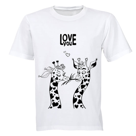 Love You - Giraffe - Valentine - Adults - T-Shirt - BuyAbility South Africa