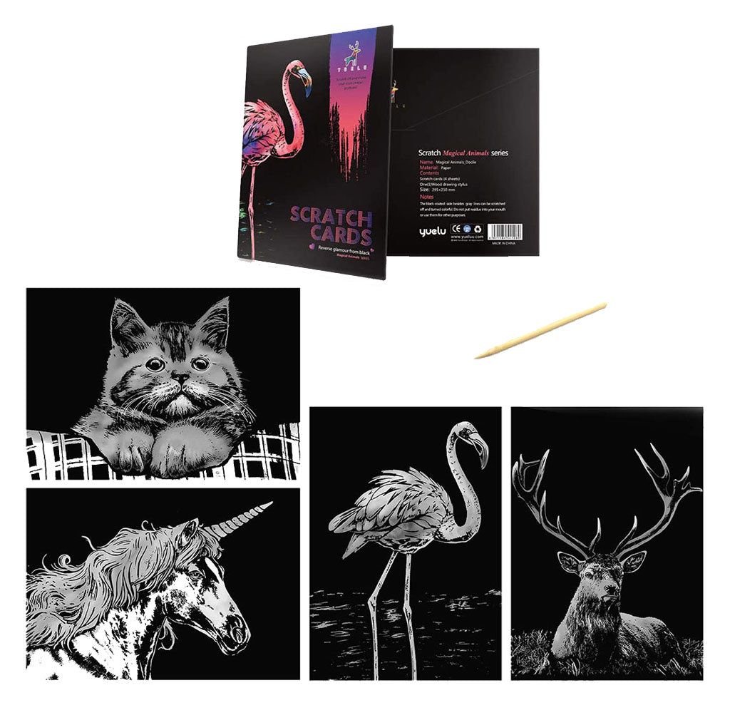 Set of 4 Scratch Cards - Magical Animals