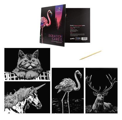 Set of 4 Scratch Cards - Magical Animals