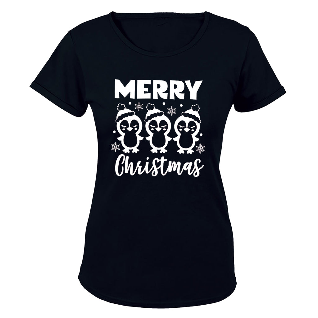 Merry Christmas - Penguins - Ladies - T-Shirt - BuyAbility South Africa