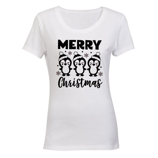 Merry Christmas - Penguins - Ladies - T-Shirt - BuyAbility South Africa